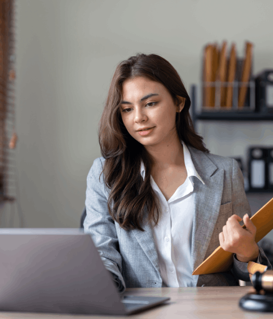 Lawyer using professional legal document translation services in Houston for accurate and certified translations.